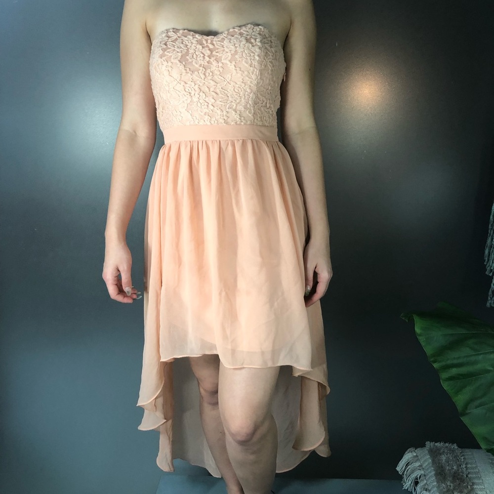 Peach high low tube dress